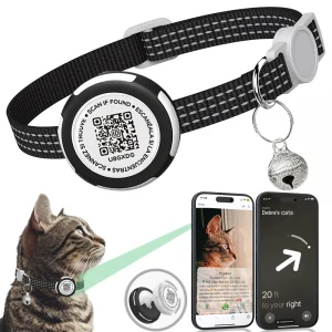 Collier chat AirTag réfléchissant avec QR