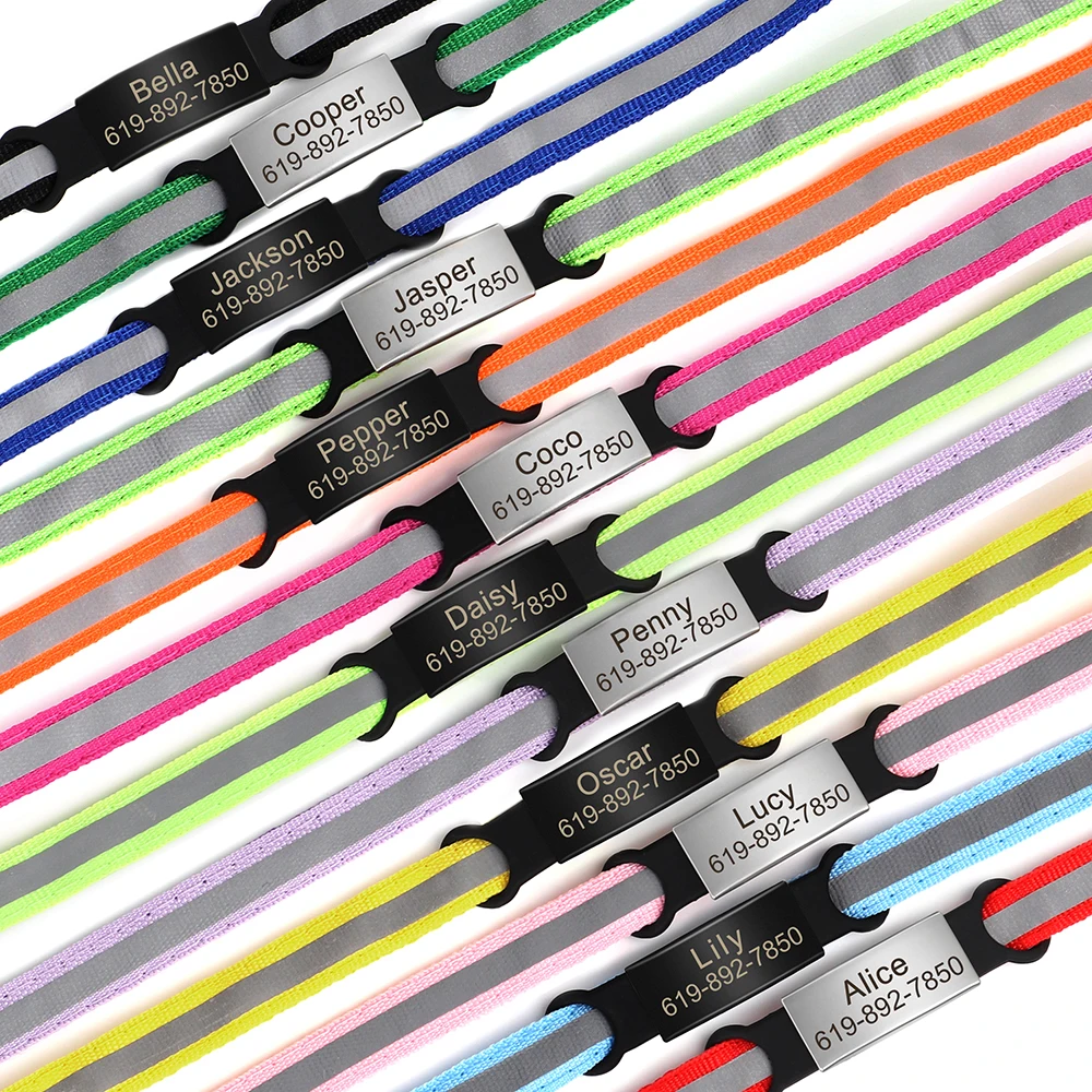 Collier chat gravé réfléchissant – Image 4