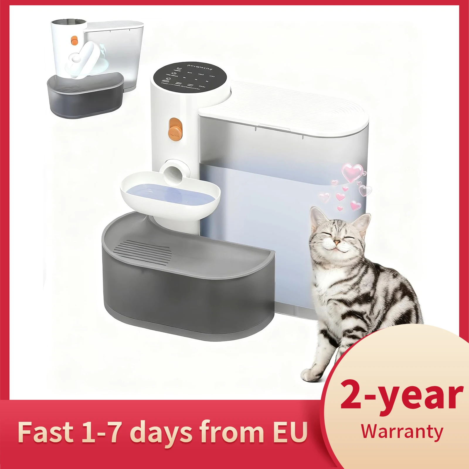 Bac à litière autonettoyant + fontaine 3L