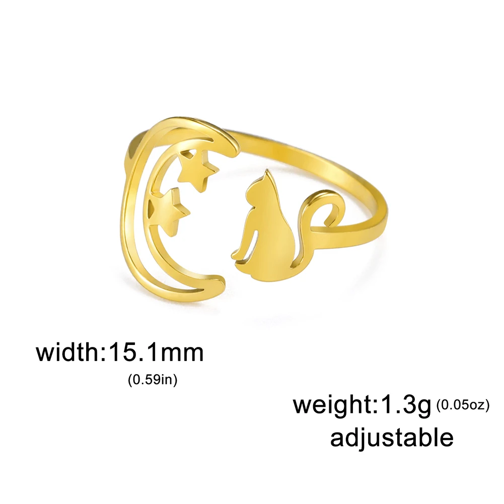 Bague chat lune ajustable – Image 21
