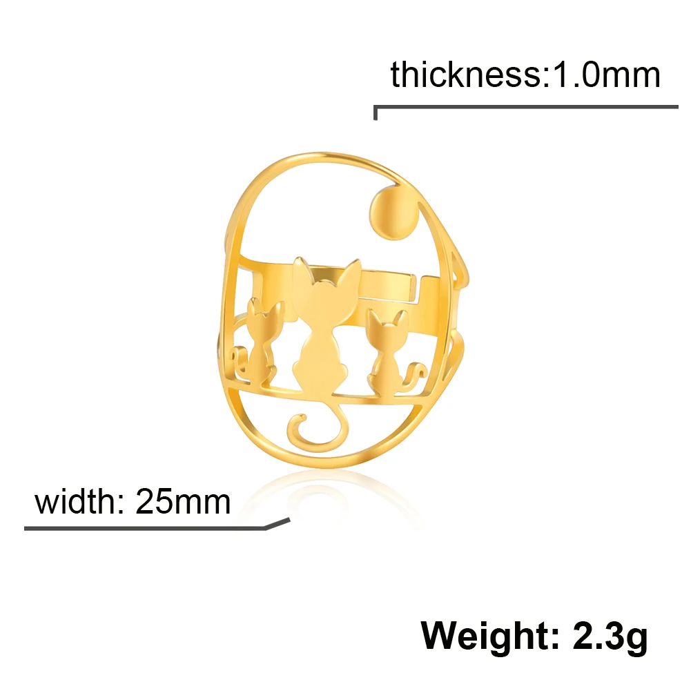 Bague chat lune ajustable – Image 24