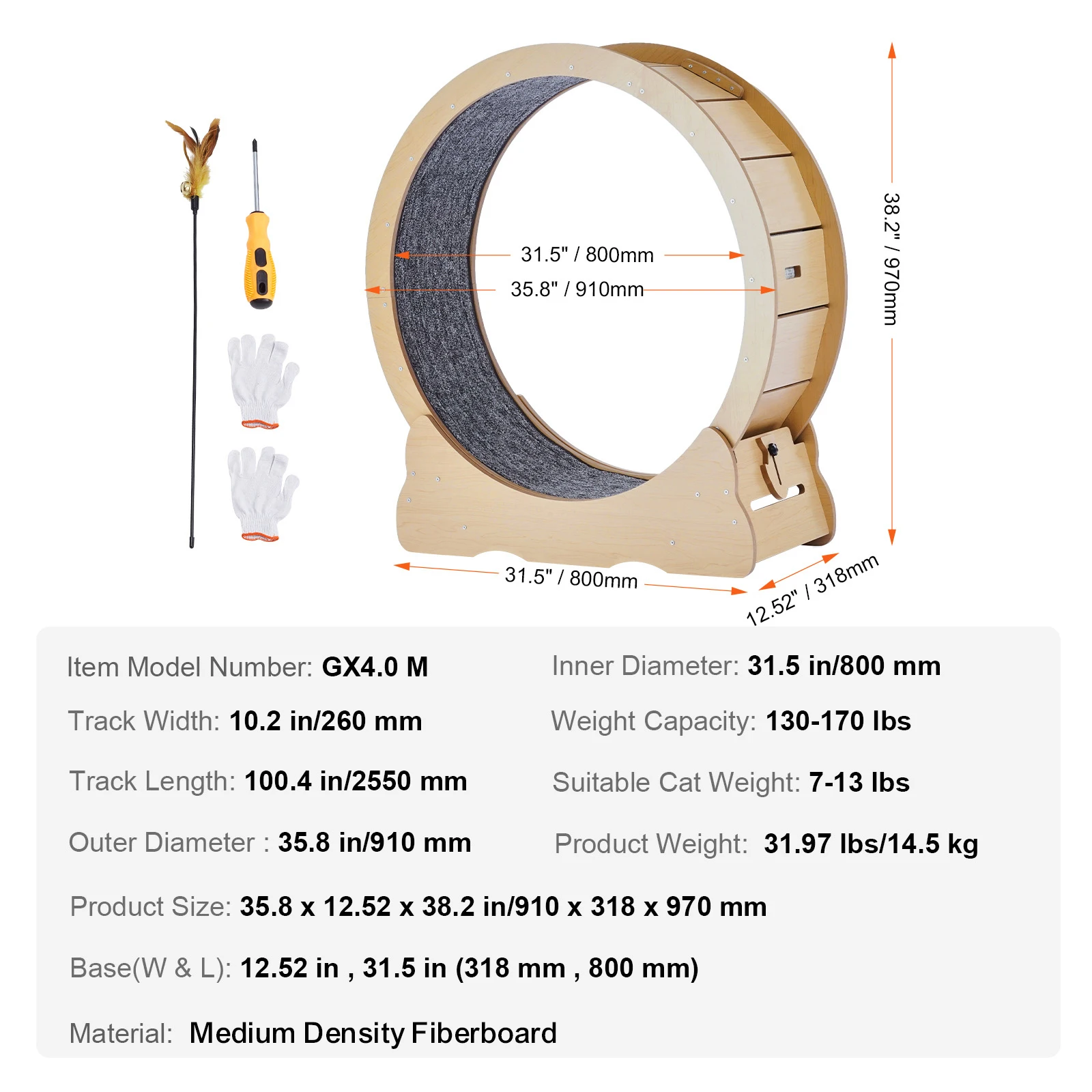 Roue d’exercice en bois pour chat – Image 11