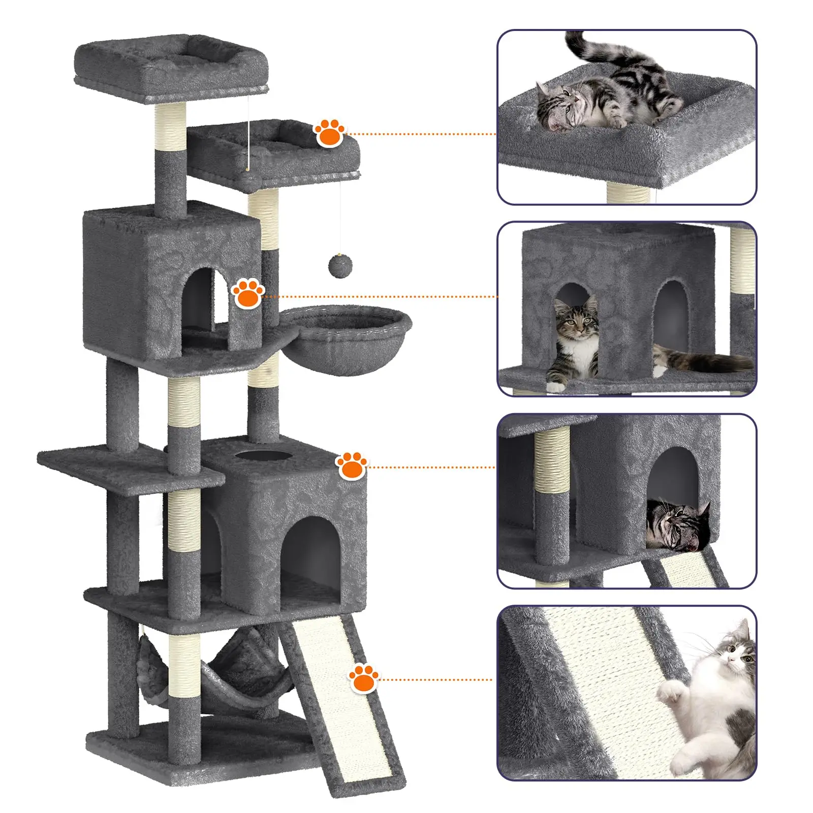 Arbre à chat 158 cm avec hamacs – Image 2