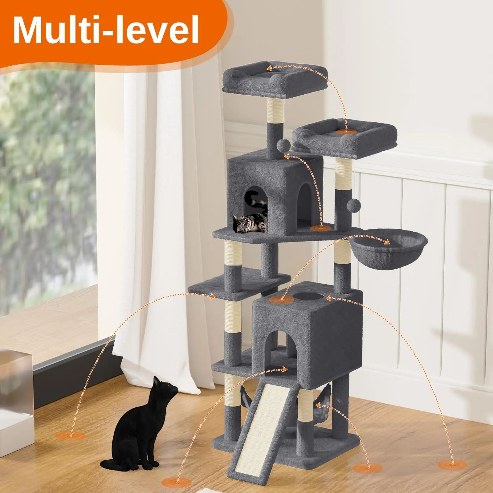 Arbre à chat 158 cm avec hamacs – Image 4