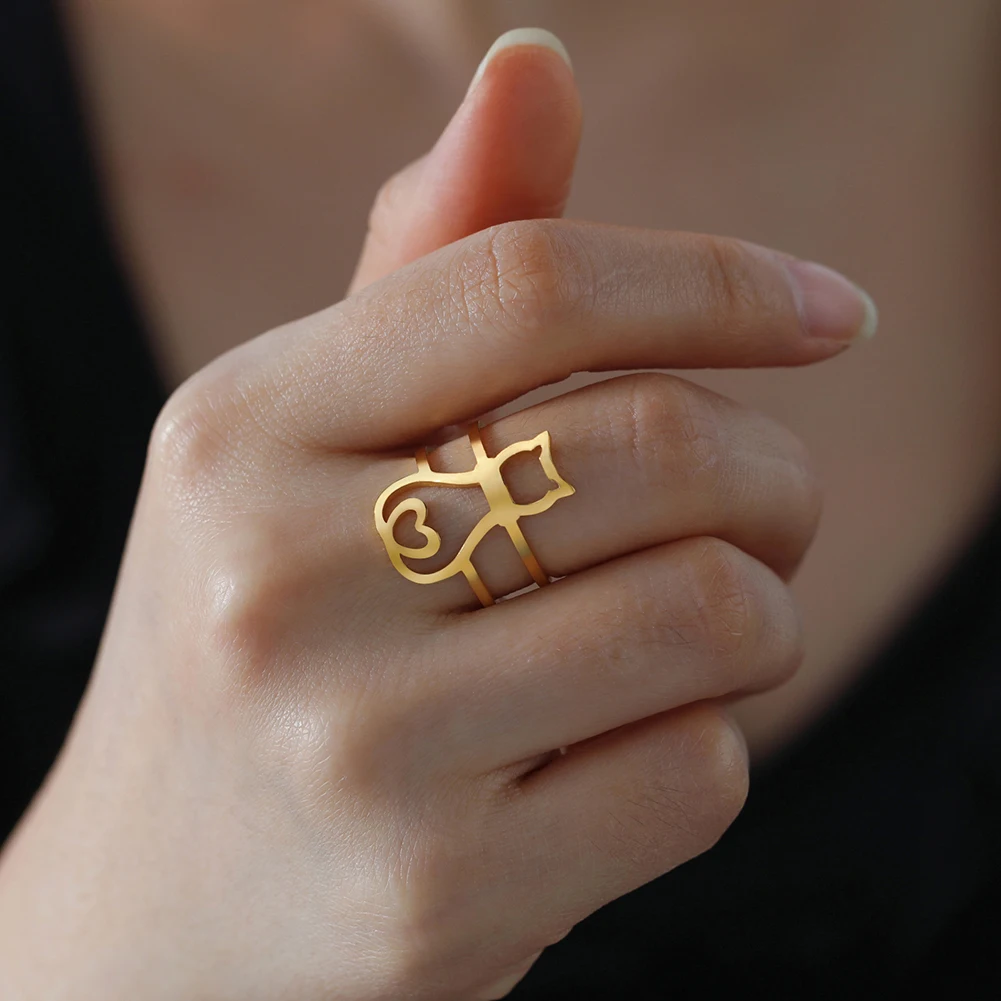 Bague chat lune ajustable – Image 4